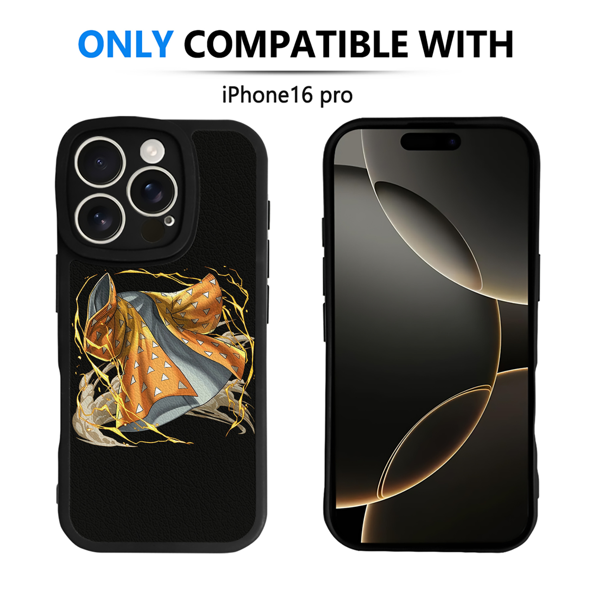 （画像用） 鬼滅の刃（きめつのやいば）我妻 善逸／あがつま ぜんいつ Agatsuma Zenitsu 【iPhone 16シリーズ対応】シリコンスマホケース（レザー調） 材質：シリコン
